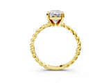 Yellow gold Radiant Cut Solitaire Twisted Band with Four-Prong Setting_115
