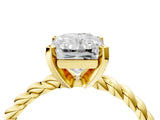 Yellow gold Radiant Cut Solitaire Twisted Band with Four-Prong Setting_116