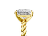 Yellow gold Radiant Cut Solitaire Twisted Band with Four-Prong Setting_117