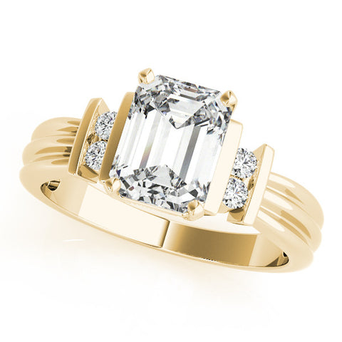 Yellow gold Radiant Cut Three-Stone Channel Set Ring with Bar Prongs 2