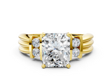 Yellow gold Radiant Cut Three-Stone Channel Set Ring with Bar Prongs_58
