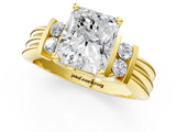 Yellow gold Radiant Cut Three-Stone Channel Set Ring with Bar Prongs_59