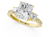 Yellow gold Radiant Cut Three-Stone Diamond Pavé Band with Prong Setting_24