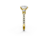 Yellow gold Radiant Cut Three-Stone Diamond Pavé Band with Prong Setting_25