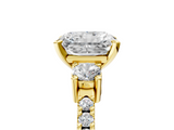 Yellow gold Radiant Cut Three-Stone Diamond Pavé Band with Prong Setting_28