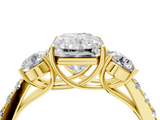 Yellow gold Radiant Cut Three-Stone Diamond Pave Band with Prong Setting_92