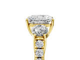 Yellow gold Radiant Cut Three-Stone Diamond Pave Band with Prong Setting_93