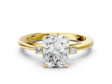 Yellow gold Radiant Cut Three-Stone Solitaire Ring with Round Accent Diamonds and Four-Prong Setting_32
