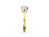 Yellow gold Radiant Cut Three-Stone Solitaire Ring with Round Accent Diamonds and Four-Prong Setting_34