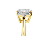 Yellow gold Radiant Cut Three-Stone Solitaire Ring with Round Accent Diamonds and Four-Prong Setting_37