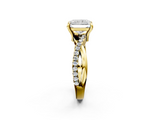 Yellow gold Radiant Cut Twist Band Solitaire Diamond Ring with Pavé Setting_17