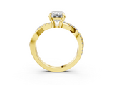 Yellow gold Radiant Cut Twist Band Solitaire Diamond Ring with Pavé Setting_18