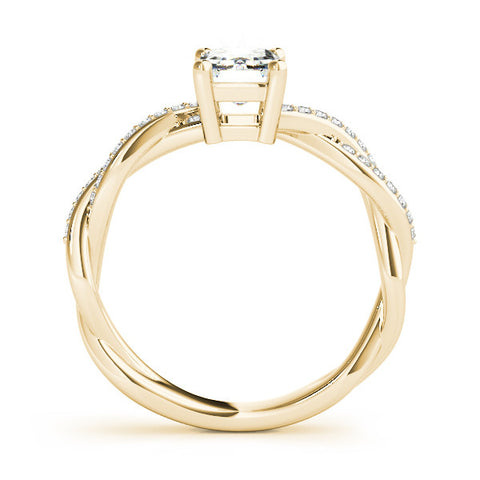 Yellow gold Radiant Cut Twisted Pavé Band Solitaire Ring with Four-Prong Setting 1