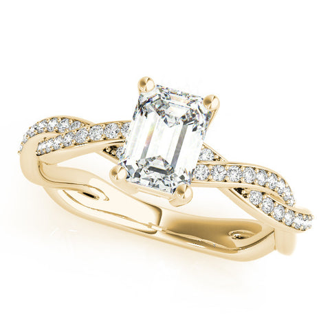 Yellow gold Radiant Cut Twisted Pavé Band Solitaire Ring with Four-Prong Setting 2