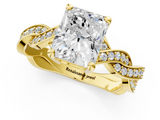 Yellow gold Radiant Cut Twisted Pavé Band Solitaire Ring with Four-Prong Setting_115