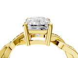 Yellow gold Radiant Cut Twisted Pavé Band Solitaire Ring with Four-Prong Setting_118