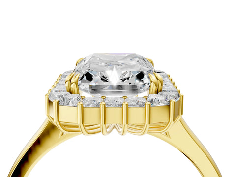 Yellow gold Radiant Diamond Baguette Halo Engagement Ring_4
