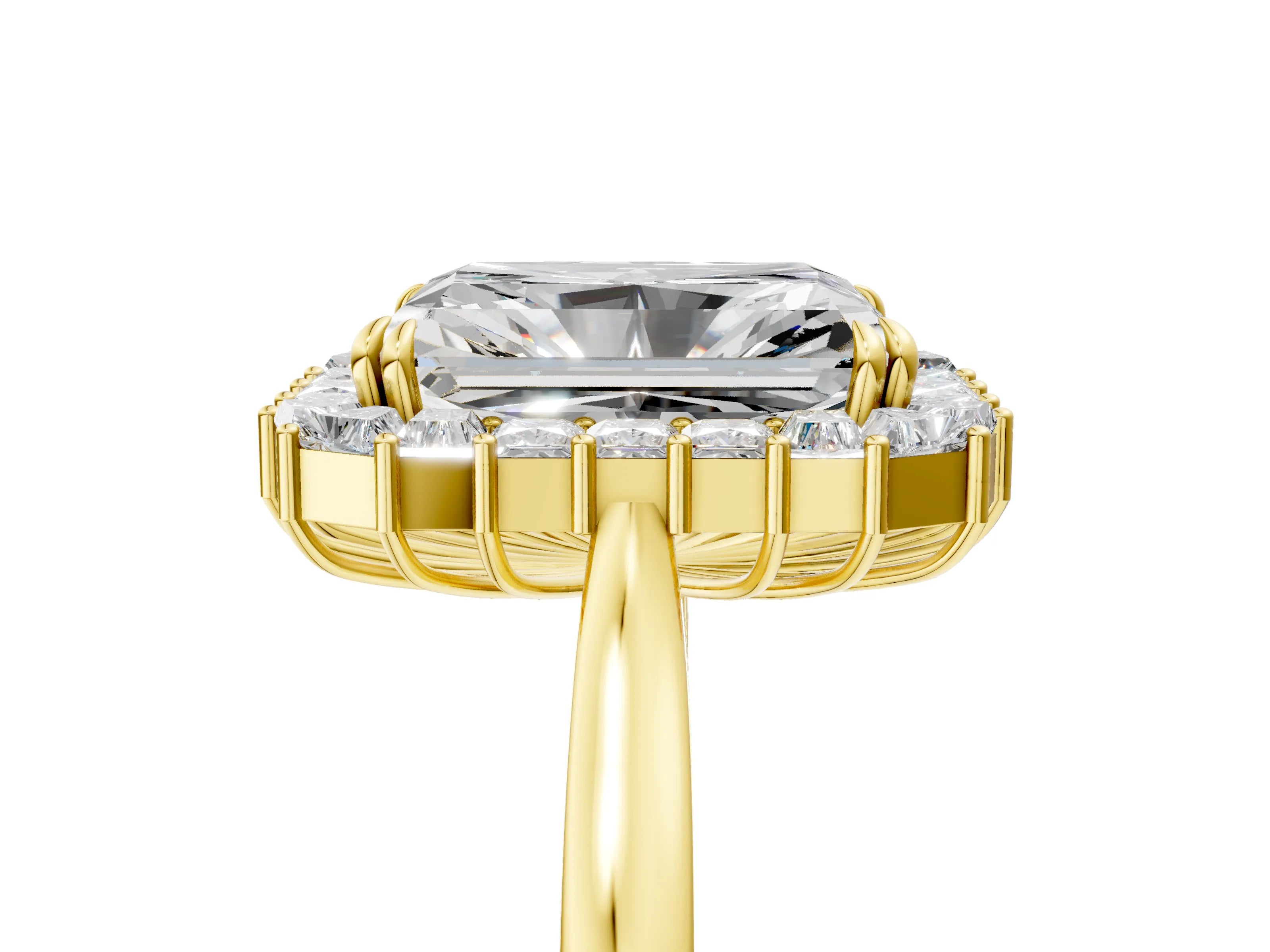 Yellow gold Radiant Diamond Baguette Halo Engagement Ring_5