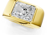 Yellow gold Radiant Diamond Bezel Set Mens Ring_1