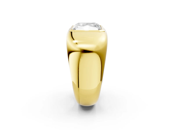 Yellow gold Radiant Diamond Bezel Set Mens Ring