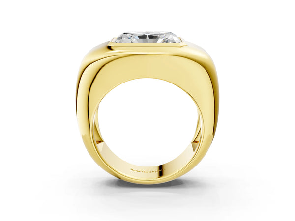 Yellow gold Radiant Diamond Bezel Set Mens Ring