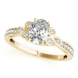 10K Yellow Gold 3.06 Carat E VVS2 Cushion Diamond Bezel and Prong Setting with Pave Band