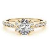 10K Yellow Gold 3.06 Carat E VVS2 Cushion Diamond Bezel and Prong Setting with Pave Band