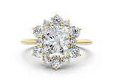 Yellow gold Radiant Diamond Cluster Halo Ring with Solitaire Band and Four-Prong Setting_20