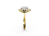 Yellow gold Radiant Diamond Cluster Halo Ring with Solitaire Band and Four-Prong Setting_22