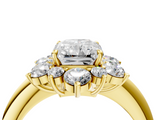 Yellow gold Radiant Diamond Cluster Halo Ring with Solitaire Band and Four-Prong Setting_24