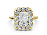 Yellow gold Radiant Diamond Cluster Halo Solitaire with Four-Prong Setting_76