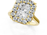 Yellow gold Radiant Diamond Cluster Halo Solitaire with Four-Prong Setting_77