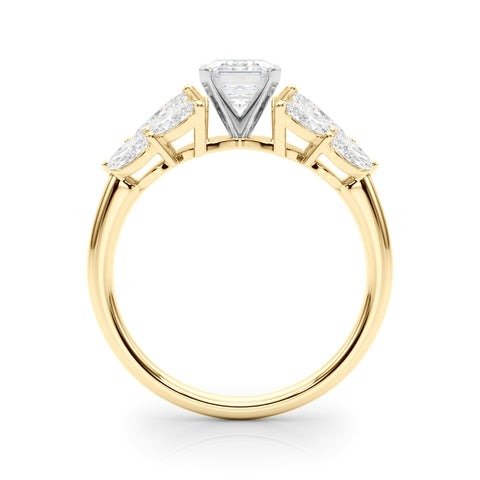Yellow gold Radiant Diamond Cluster Leaf Design Ring with Prong Setting 1