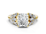 Yellow gold Radiant Diamond Cluster Leaf Design Ring with Prong Setting_68