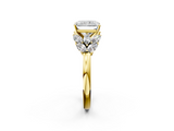Yellow gold Radiant Diamond Cluster Leaf Design Ring with Prong Setting_70