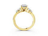 Yellow gold Radiant Diamond Cluster Leaf Design Ring with Prong Setting_71