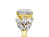 Yellow gold Radiant Diamond Cluster Leaf Design Ring with Prong Setting_73
