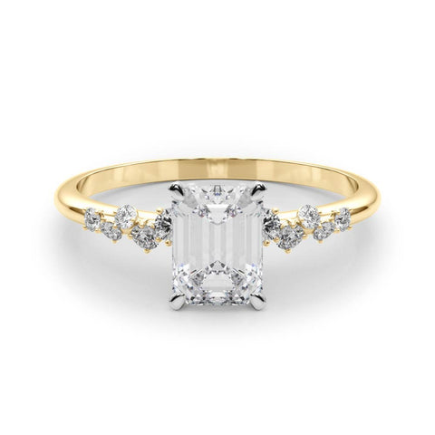 Yellow gold Radiant Diamond Cluster Prong-Set Solitaire Ring