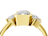 Yellow gold Radiant Diamond Engagement Ring with Pear and Round Side Stones_4