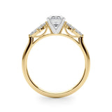 Yellow gold Radiant Diamond Floral Cluster Ring with Marquise Side Stones and Six-Prong Solitaire Setting 2