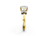 Yellow gold Radiant Diamond Floral Cluster Ring with Solitaire Band and Prong Setting_57