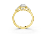 Yellow gold Radiant Diamond Floral Cluster Ring with Solitaire Band and Prong Setting_58
