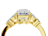 Yellow gold Radiant Diamond Floral Cluster Ring with Solitaire Band and Prong Setting_59