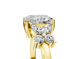 Yellow gold Radiant Diamond Floral Cluster Ring with Solitaire Band and Prong Setting_60