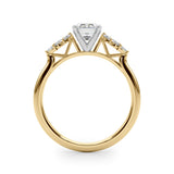 Yellow gold Radiant Diamond Floral Side Stone Solitaire with Marquise Accents and Four-Prong Setting 1