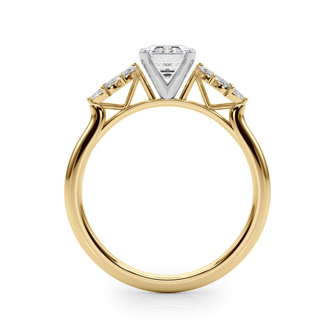 Yellow gold Radiant Diamond Floral Side Stone Solitaire with Marquise Accents and Four-Prong Setting 1