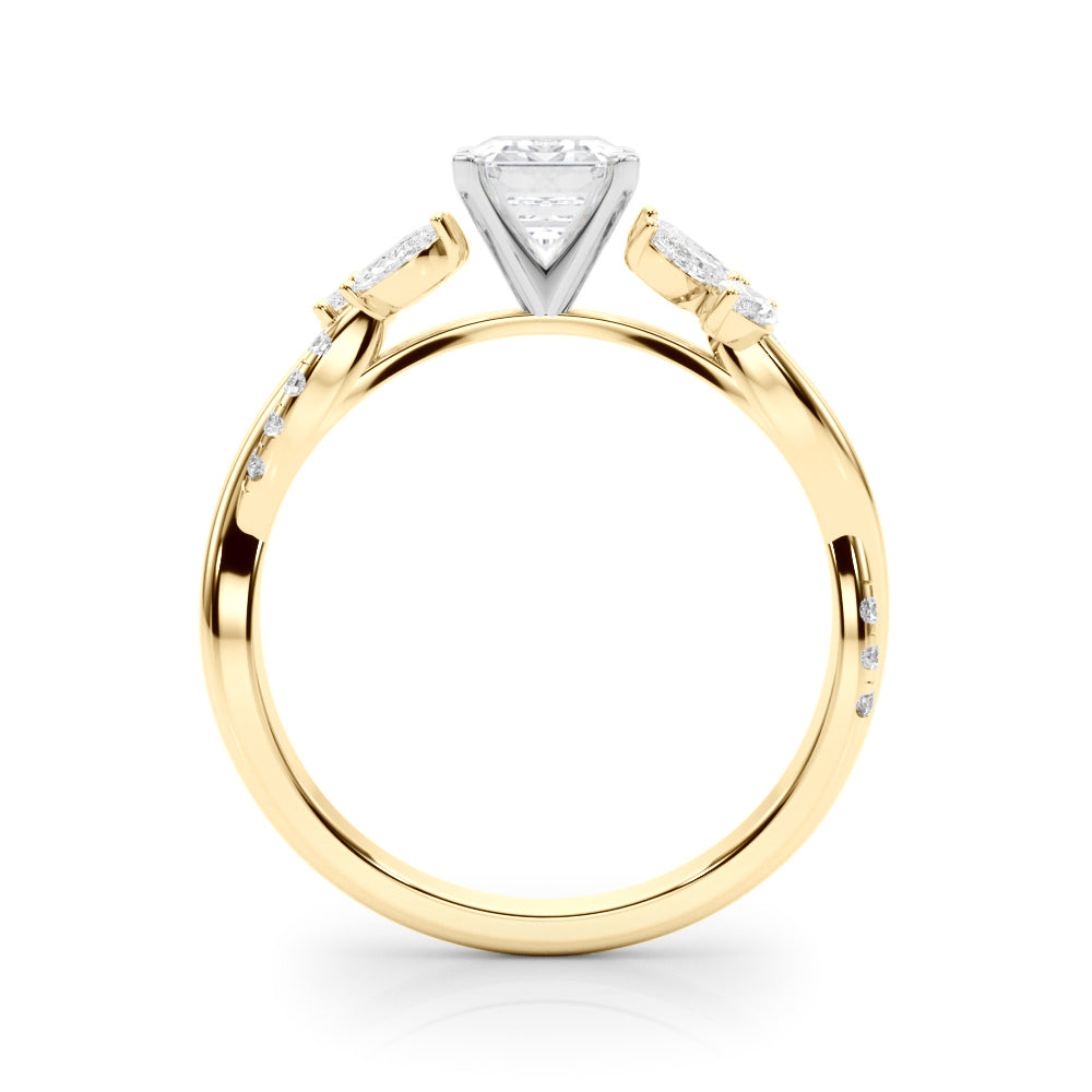 Yellow gold Radiant Diamond Floral Vine Solitaire Engagement Ring 1