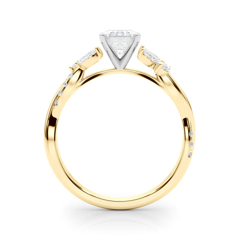 Yellow gold Radiant Diamond Floral Vine Solitaire Engagement Ring 1