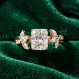 Yellow gold Radiant Diamond Floral Vine Solitaire Engagement Ring_16