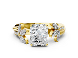Yellow gold Radiant Diamond Floral Vine Solitaire Engagement Ring_17